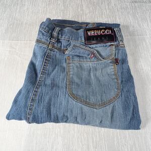 Vezucci Capri Jeans Womens Size 10 Faded Blue Button Ankle Capris